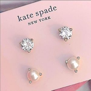 NWT KATE SPADE RISE & SHINE SET OF 2 EARRINGS STUD 🤍💕⚪